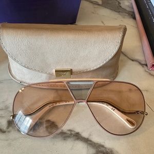 Chloe Ladies Rose Gold Aviator Sunglasses